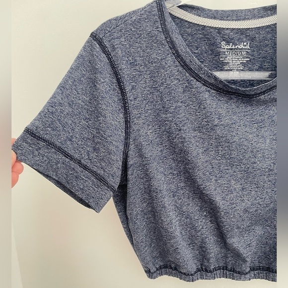 Splendid Studio Cropped Short Sleeve Top *NEW* workout fitness top - Picture 2 of 9